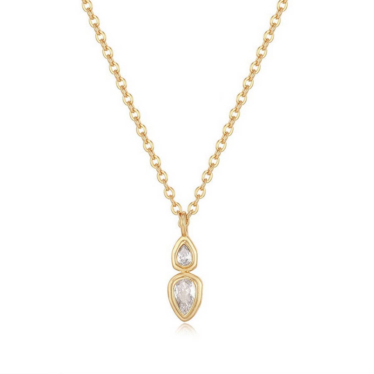 Zirconia Oval Round Pendant Necklace_CWMM5291