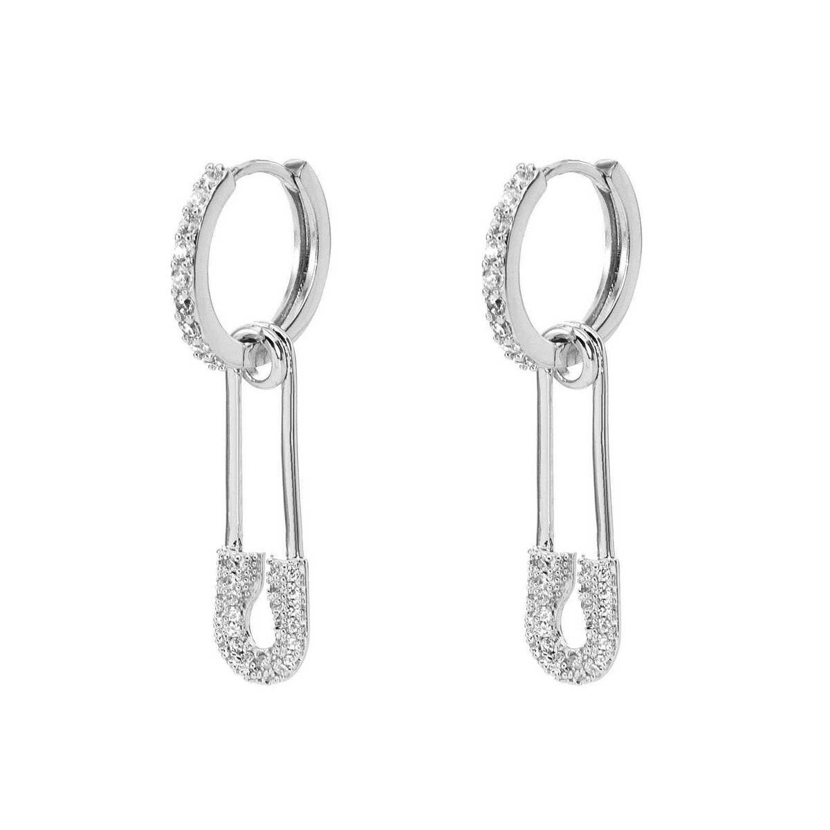 Fashionable Design Paperclip Zirconia Earrings