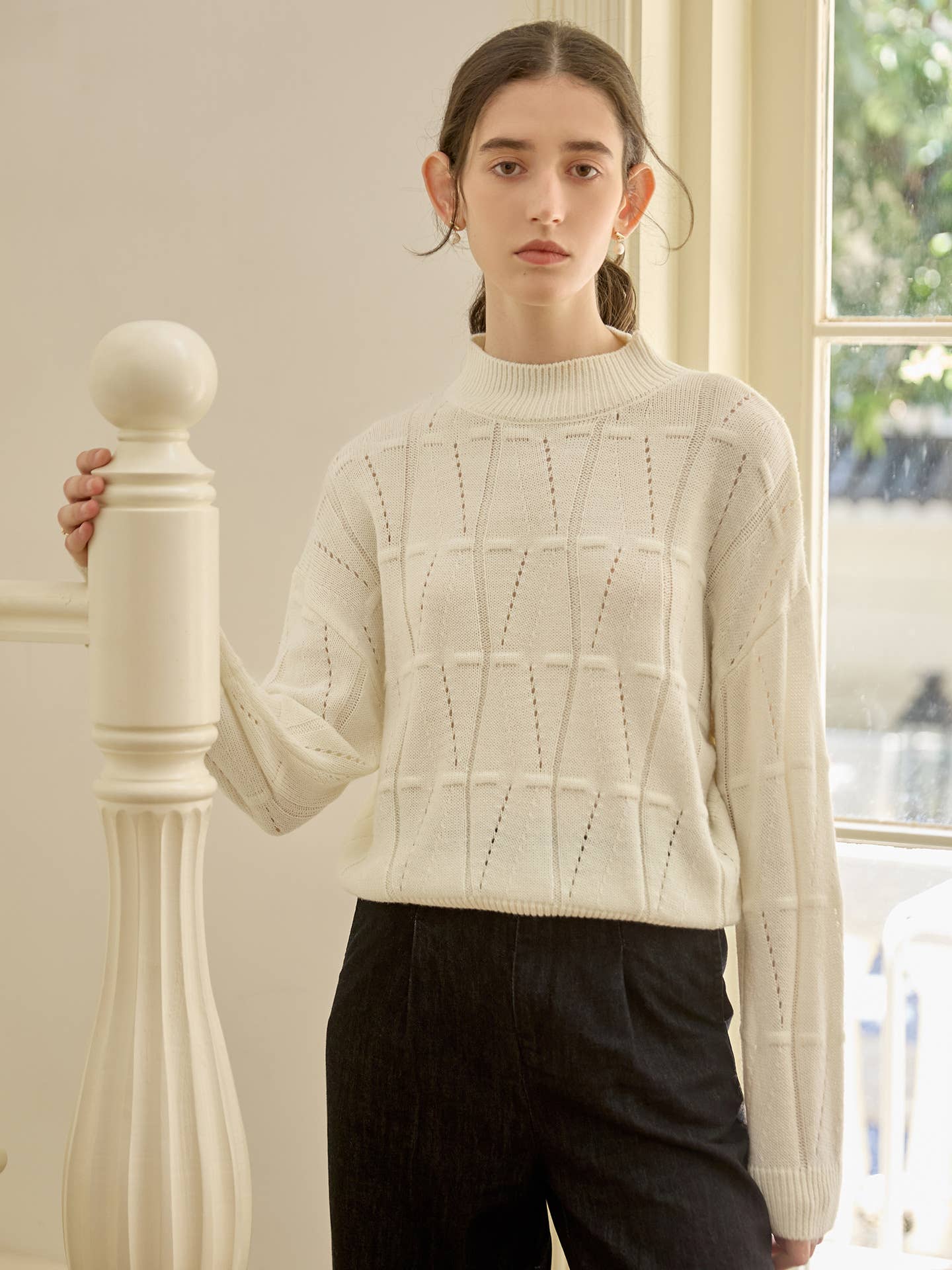 Temperament half turtleneck wool blend sweater