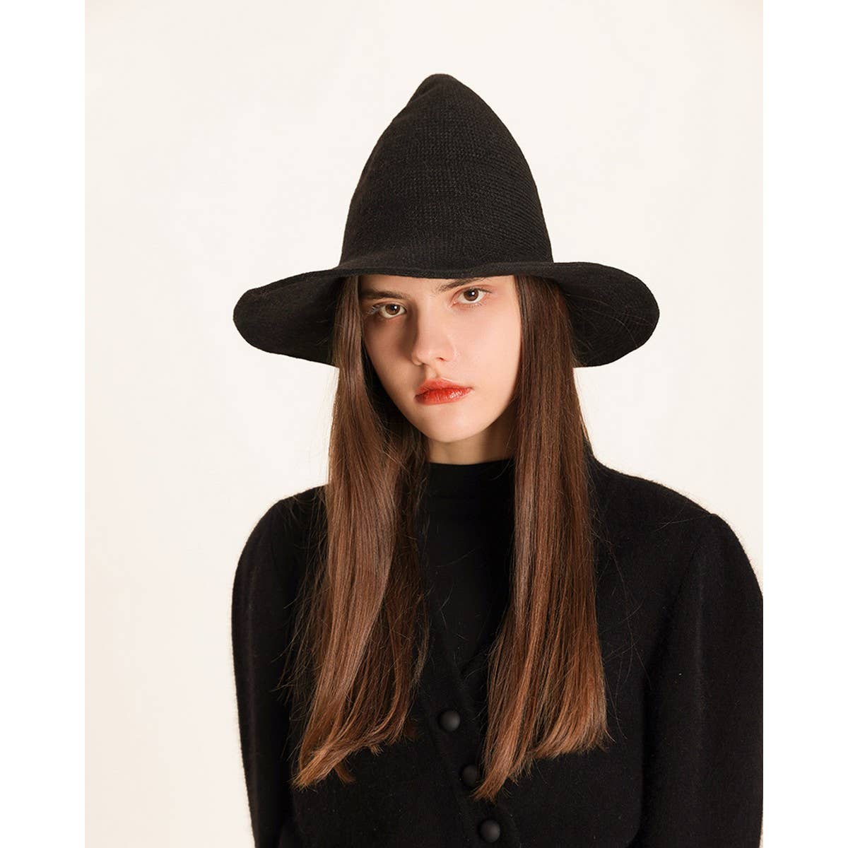 CWAH1677_Halloween Personality Knitted Hip Hop Witch Hat