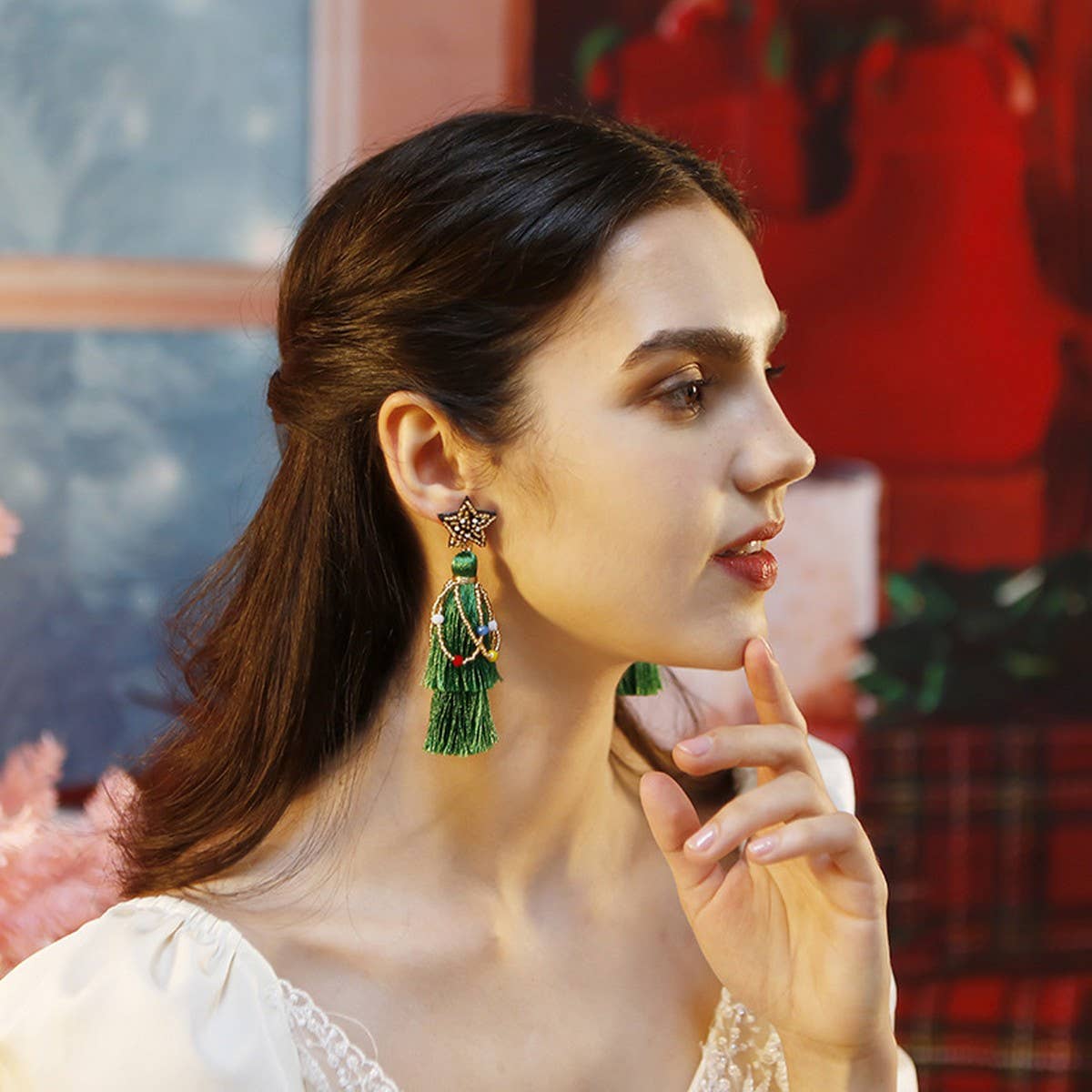 NEW LONG LIGHTWEIGHT HAND BRAIDED EARRINGS