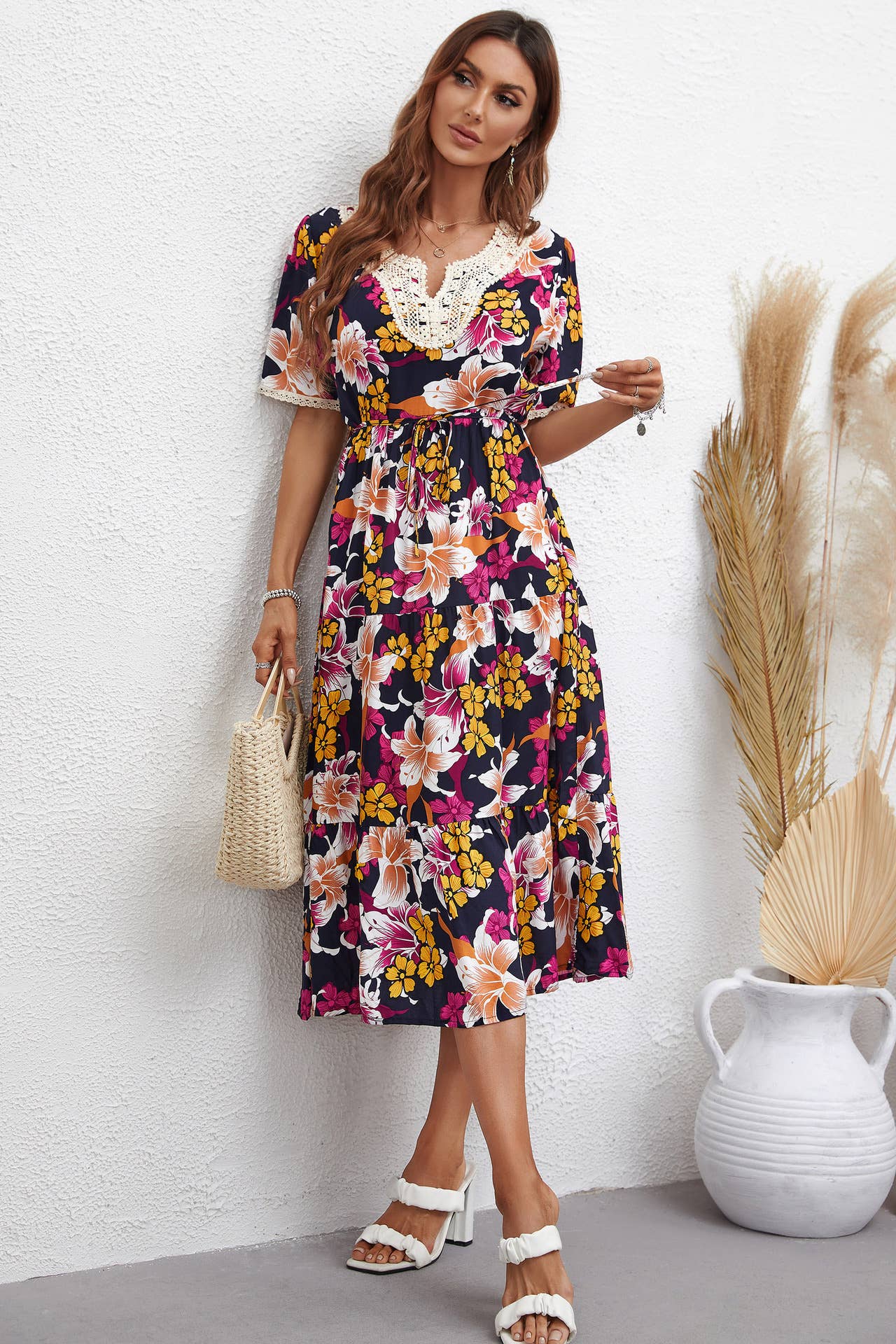 FASHION PRINT SMALL FRESH SHORT-SLEEVED DRESS
