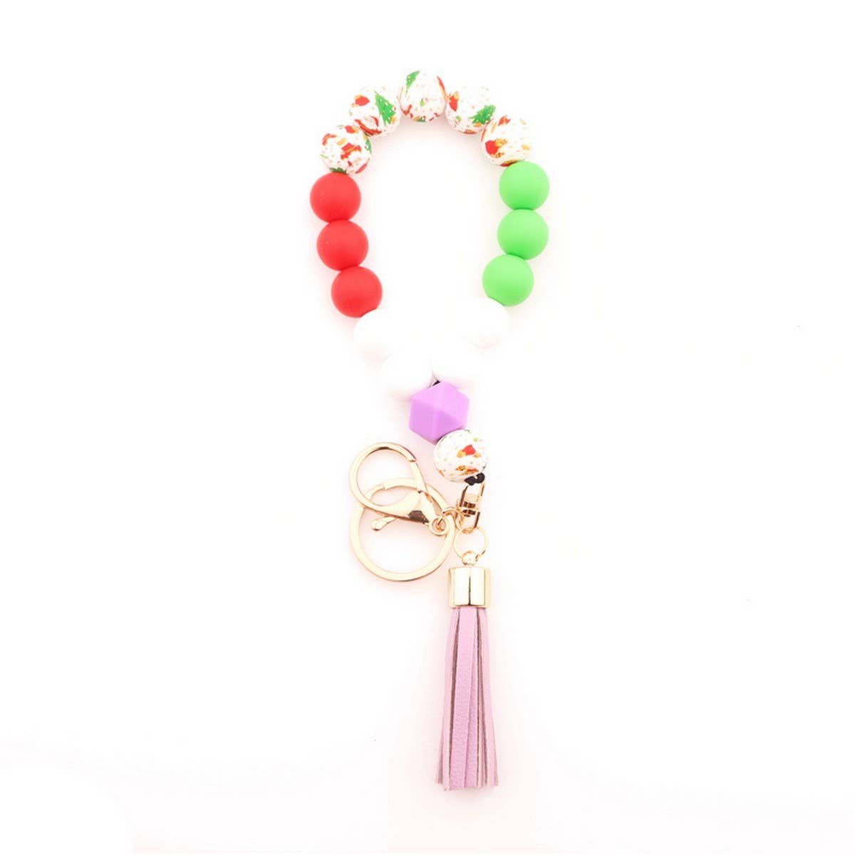 Personalized Christmas Gift Silicone Bead Keychain_CWMM7008