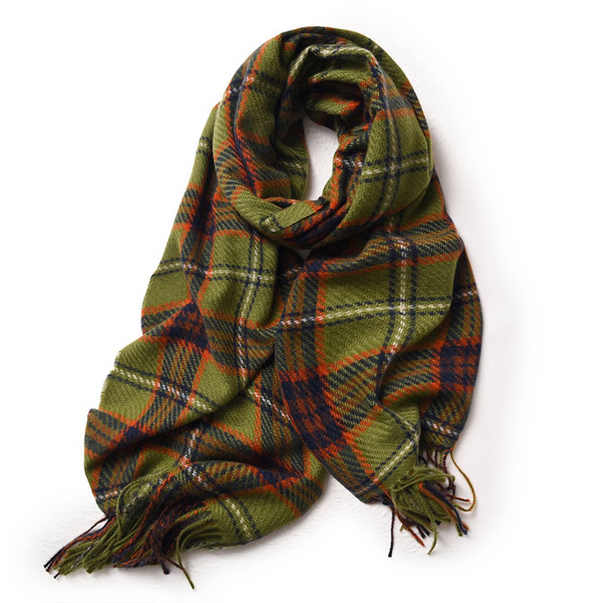 Plaid Winter Scarf for Women ??Soft Tassel Shawl_CWASC0224