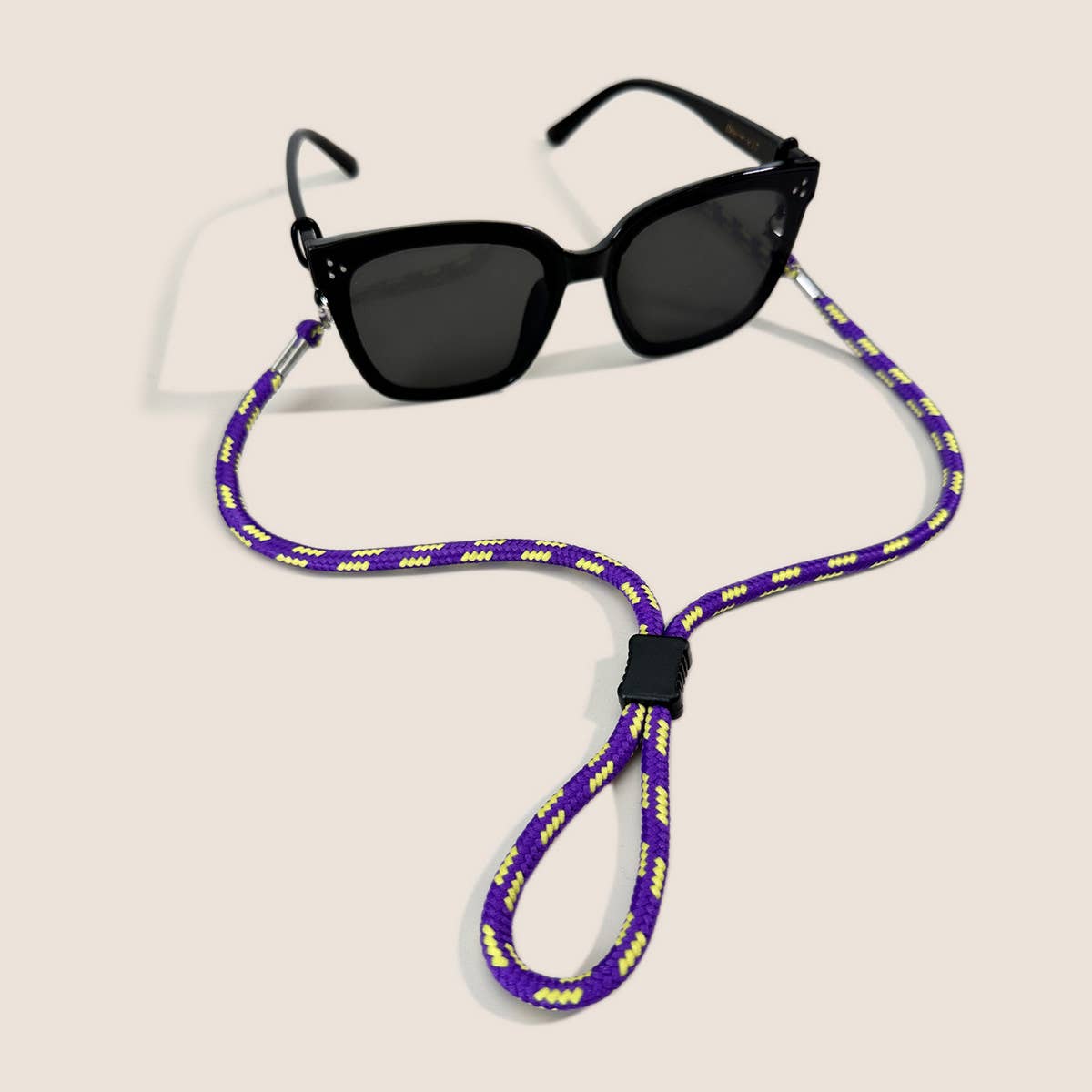 COLORFUL DUAL COLOR BLOCK BRAIDED GLASSES LANYARD