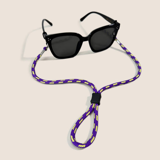 COLORFUL DUAL COLOR BLOCK BRAIDED GLASSES LANYARD