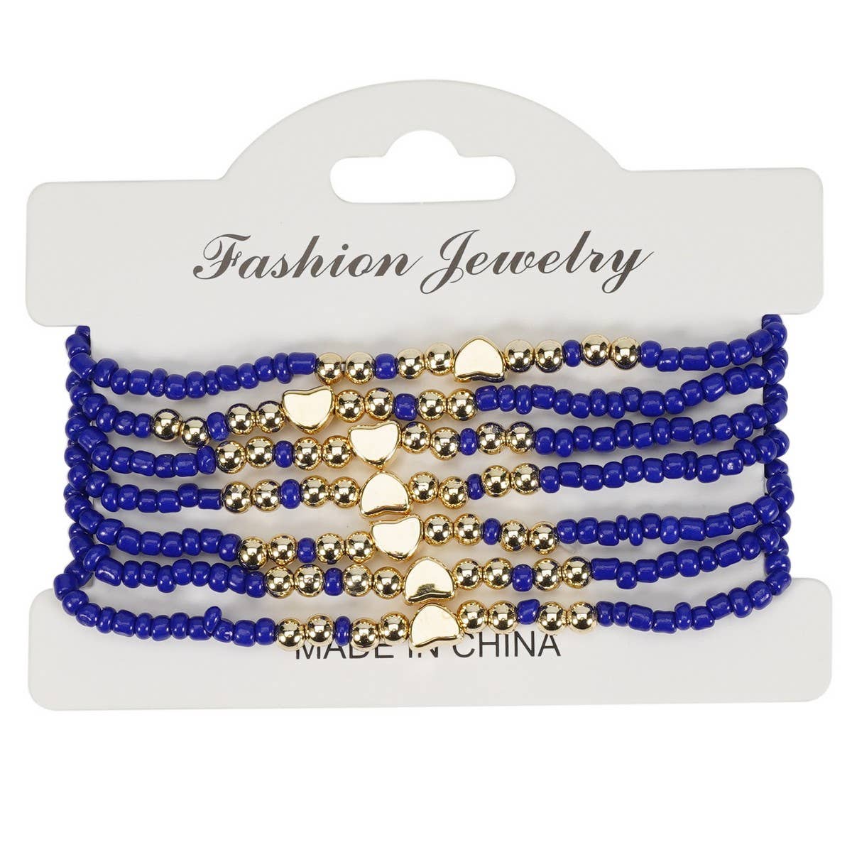 CWAJE05685_BOHO HEART MULTI LAYER ELASTIC BEADED BRACELET