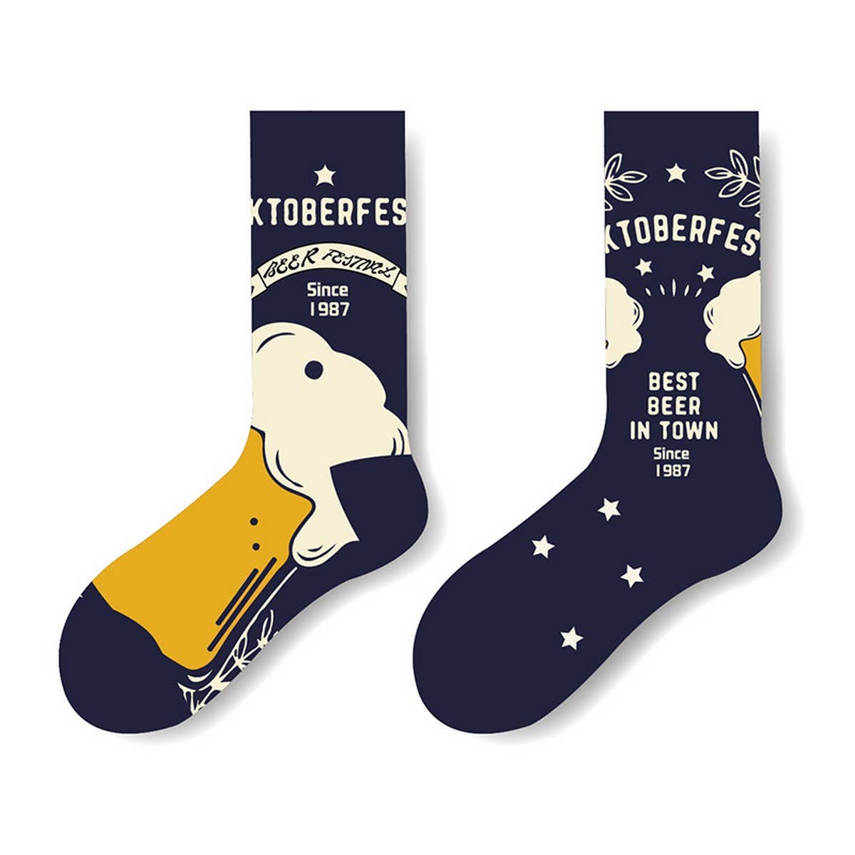 AB SIDE HAMBURGER BEER MID-TUBE TRENDY SOCKS_CWMS1009