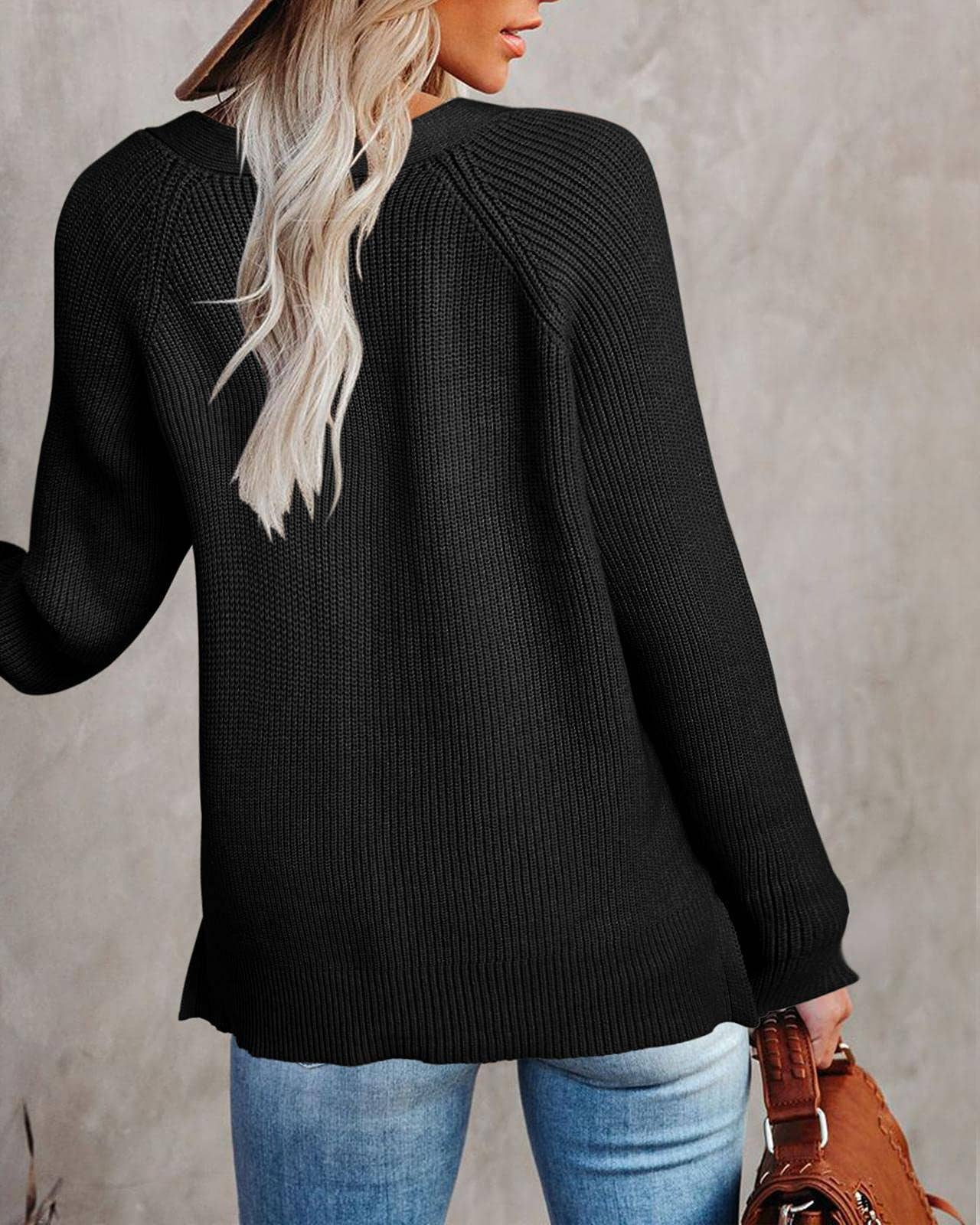 KNIT PULLOVER V-NECK SINGLE BREASTED SWEATER