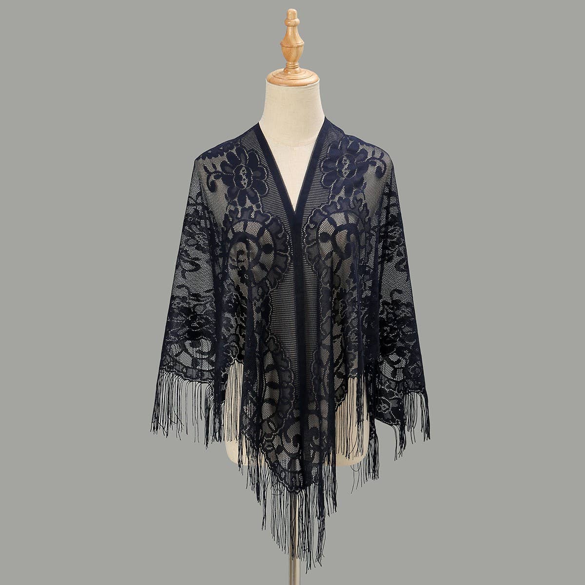 Hollow Out Tassel Shawl - Elegant Triangle Wrap