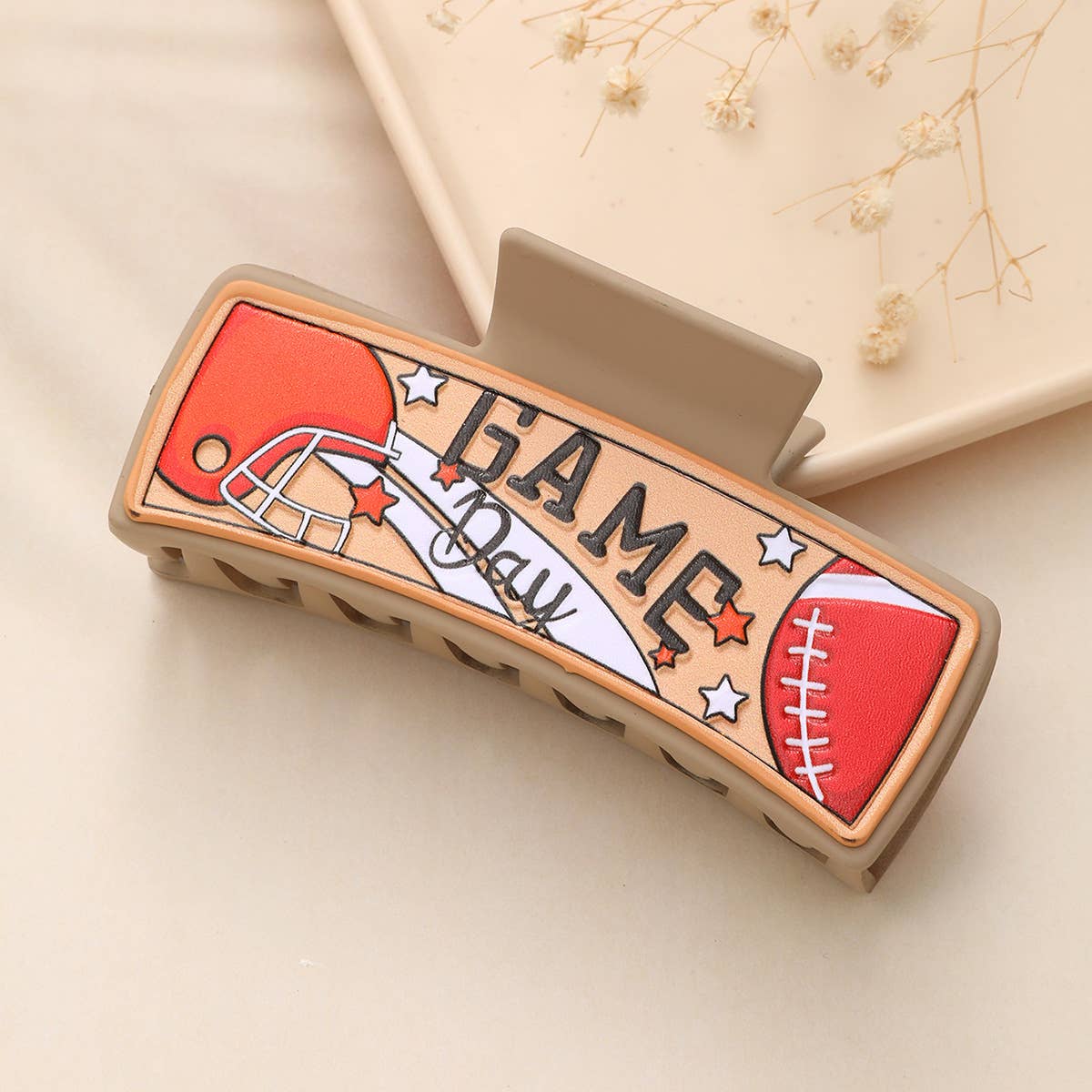 FOOTBALL LETTERS PU LEATHER HAIR CLIP ACCESSORIES