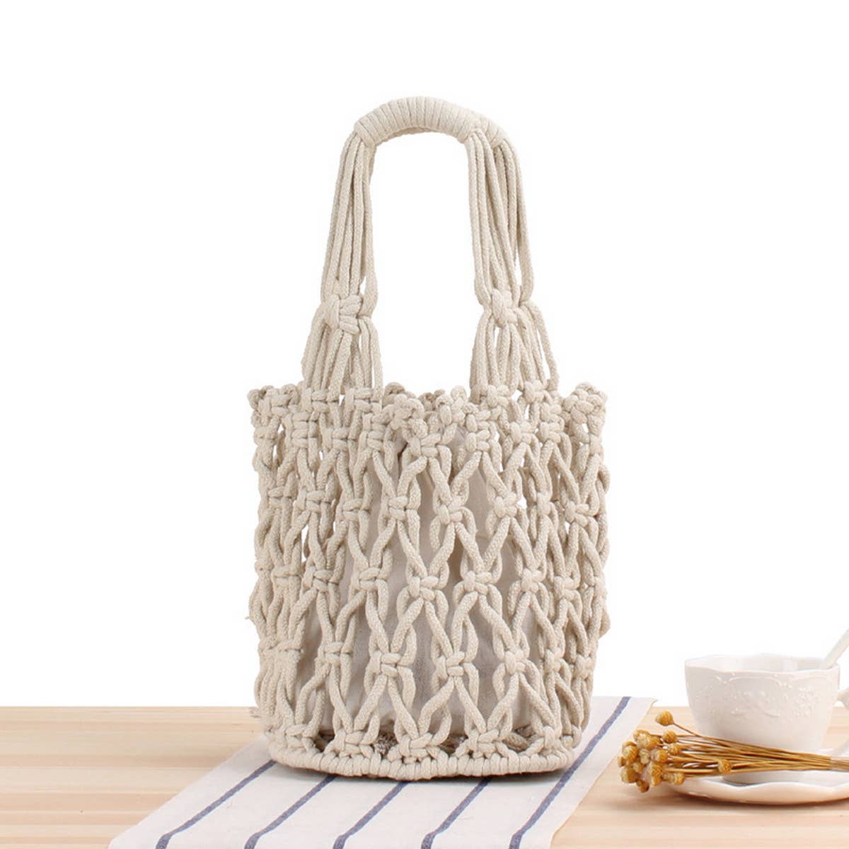 PORTABLE CASUAL HOLLOW COTTON WOVEN BAG_CWAB2116