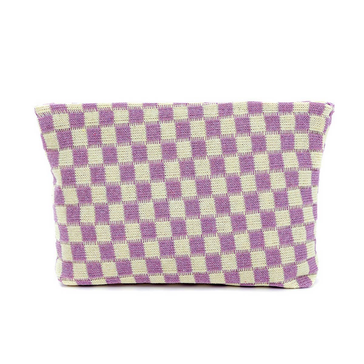 KNITTED CHECKERBOARD MAKEUP BAG PEN BAG_CWAB1210