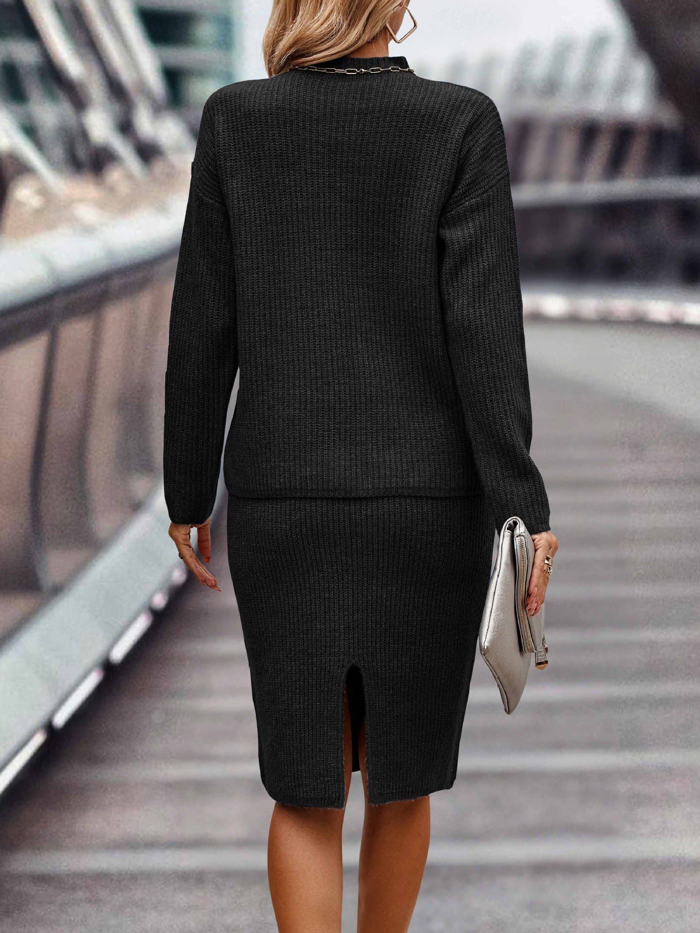 LONG SLEEVE FASHION HALF TURTLENECK SWEATER SET