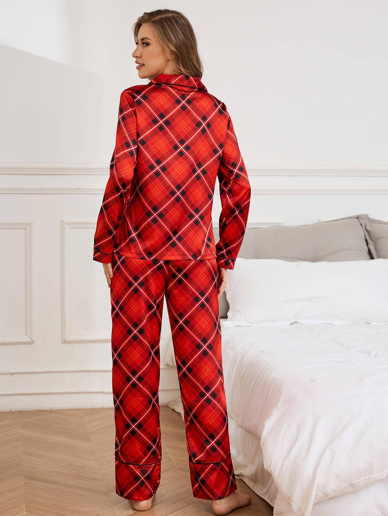 NEW YEAR CHRISTMAS SILK SHIRT AND TROUSERS SET
