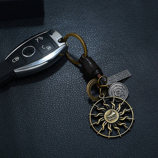 MEN'S VINTAGE BRAIDED COWHIDE KEYCHAIN