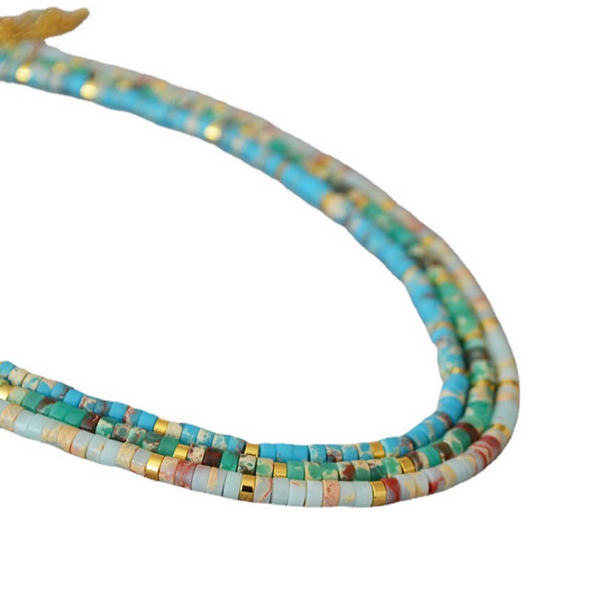 RETRO FRESH PATTERNED STONE BEADED NECKLACE_CWAJE2122