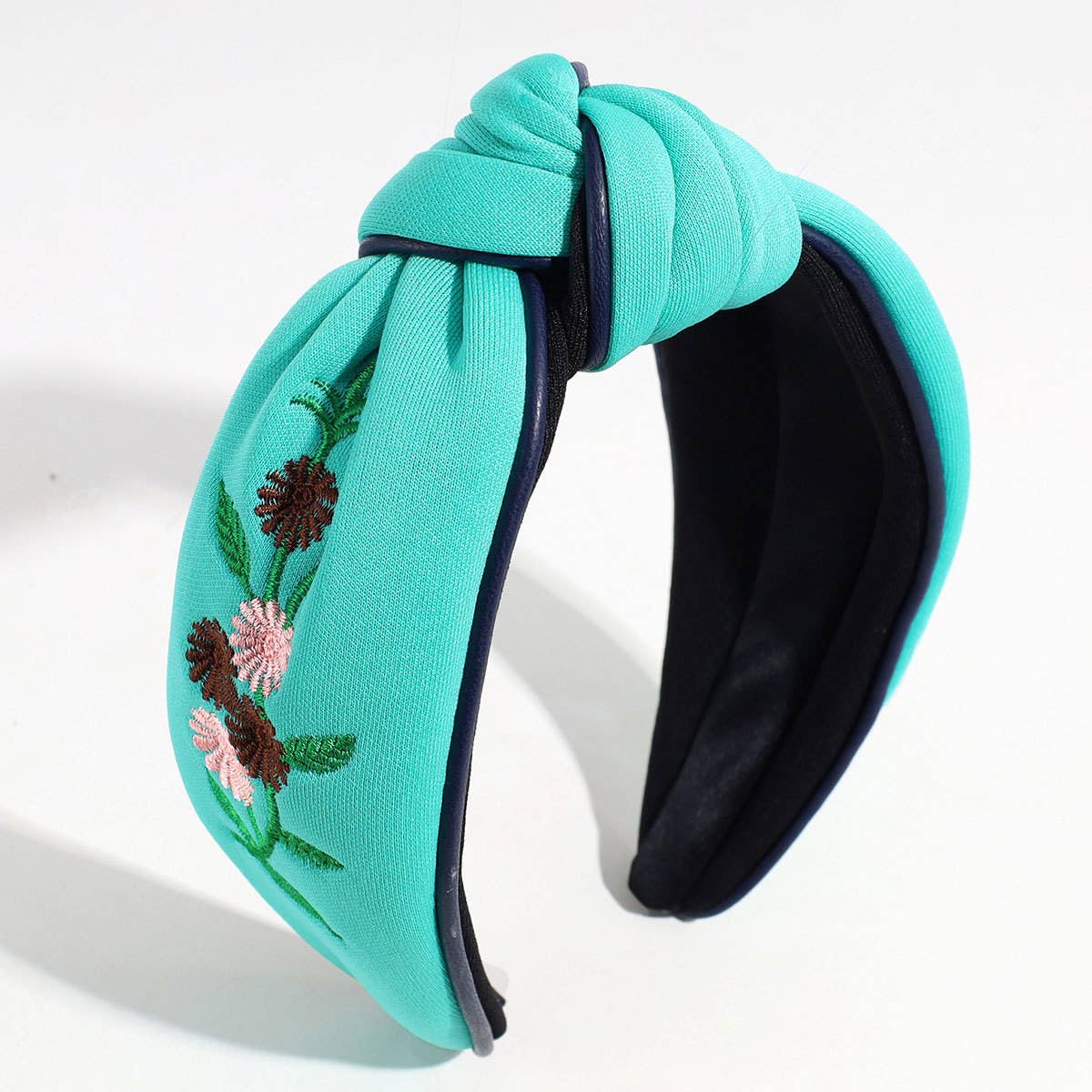 VINTAGE EMBROIDERED WIDE KNOTTED HEADBAND