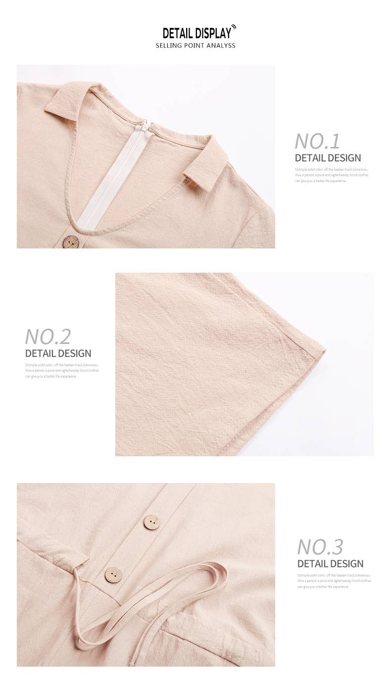 Lapel lace-up romper