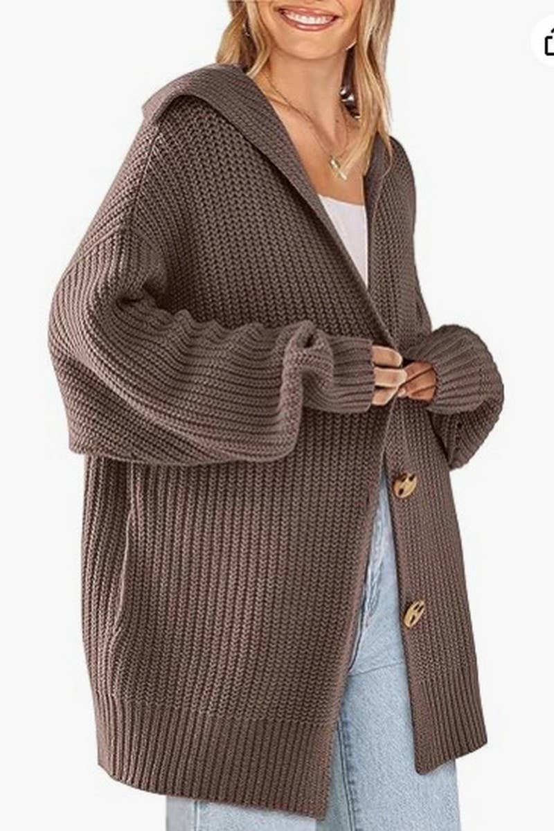 Long knit cardigan with solid lapel pocket