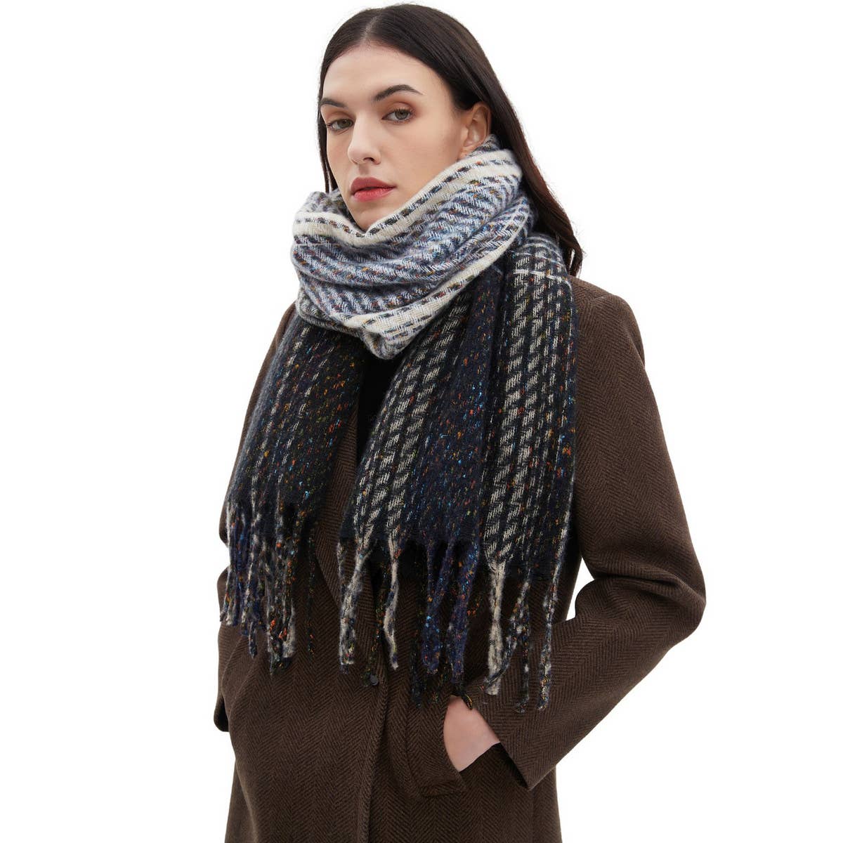 Gradient Fringe Scarf ? Fall/Winter Jacquard Wrap