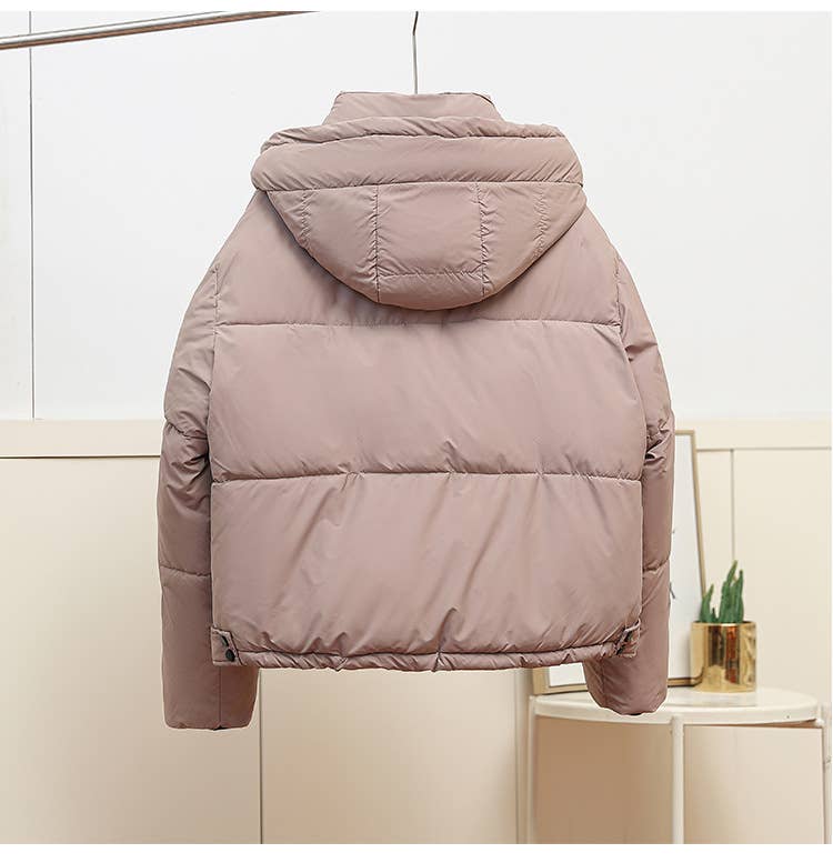 Standing collar and hat thick warm padded jacket