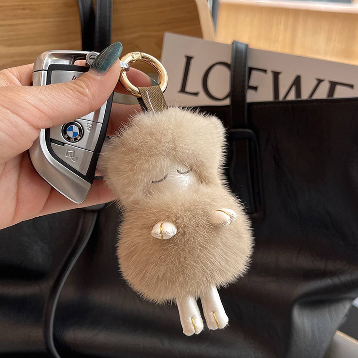 CUTE PLUSH LAMB CAR KEYCHAIN BAG PENDANT GIFT