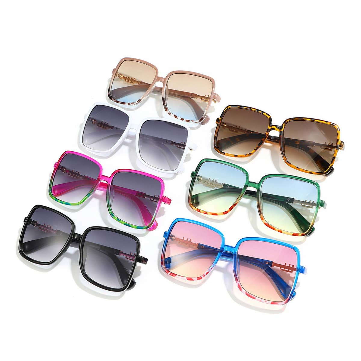 LARGE SQUARE FRAME MULTI-COLOR COLORFUL SUNGLASSES_CWASG0424
