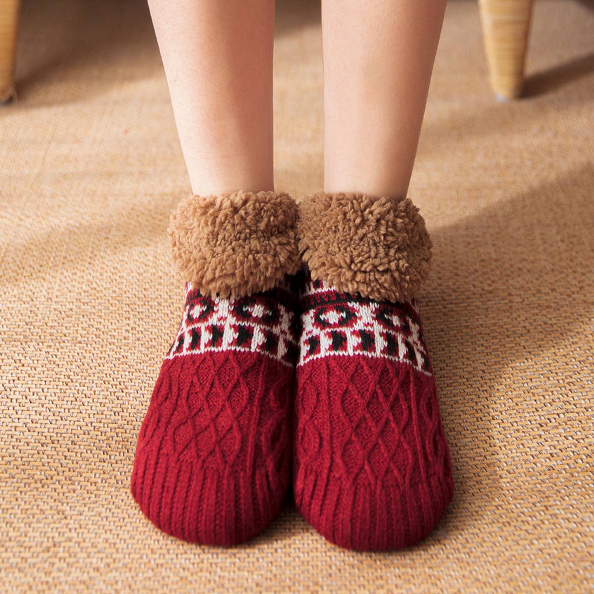 NON-SLIP WARM PLUSH INDOOR SLIPPERS_CWMS0703