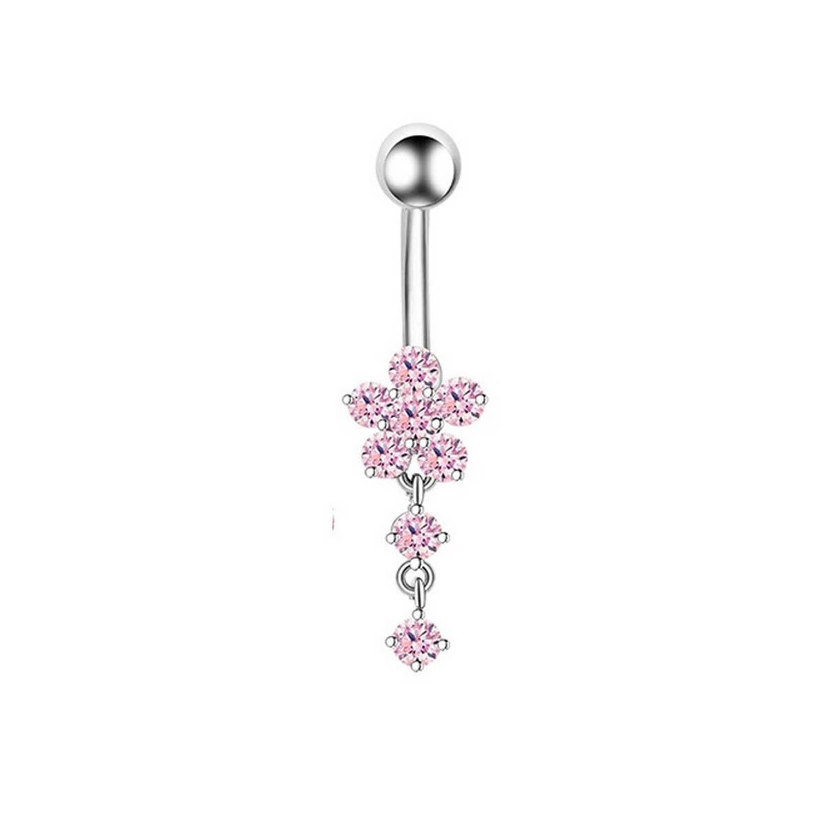 Zircon Navel Ring ??Steel & Copper Belly Piercing_CWMM9175