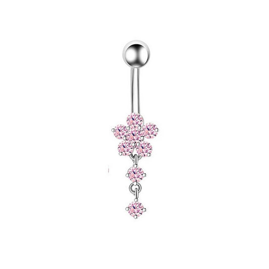 Zircon Navel Ring ??Steel & Copper Belly Piercing_CWMM9175