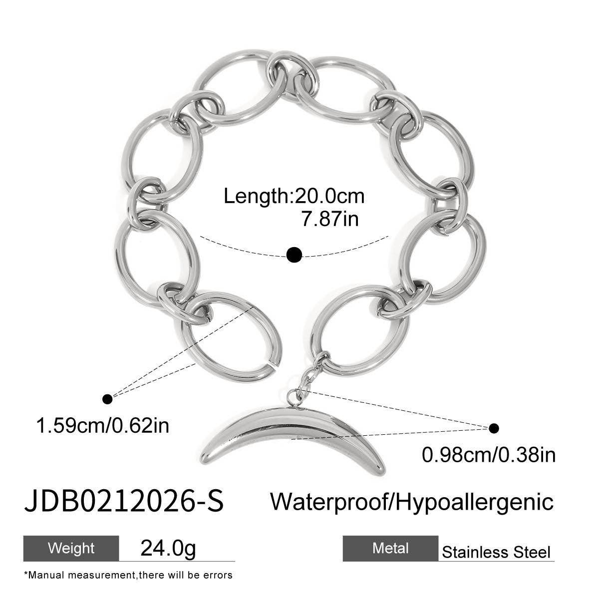 Smooth Moon OT Clasp Bracelet, 18K Gold Steel_CWAJE4757