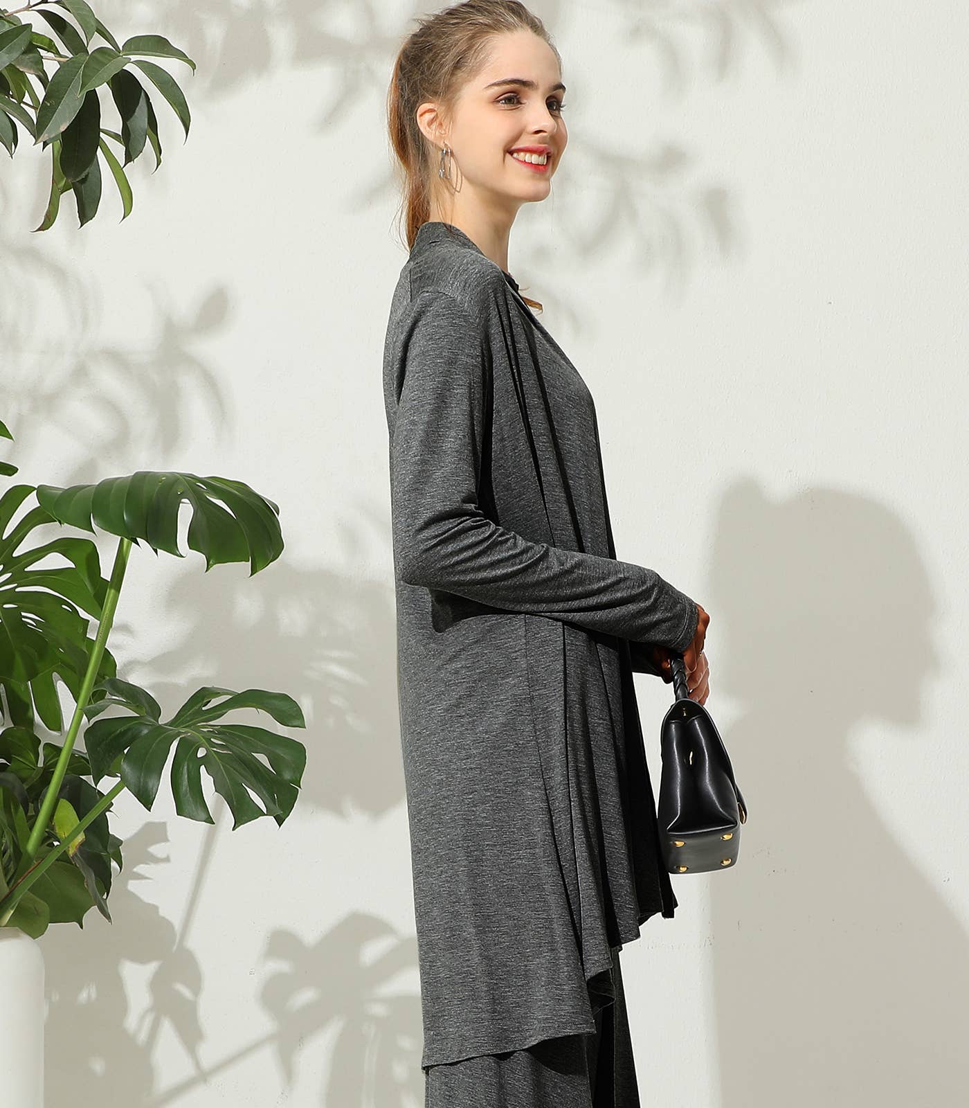 AWTL074_Long Sleeve Casual Open Front Long Cardigan