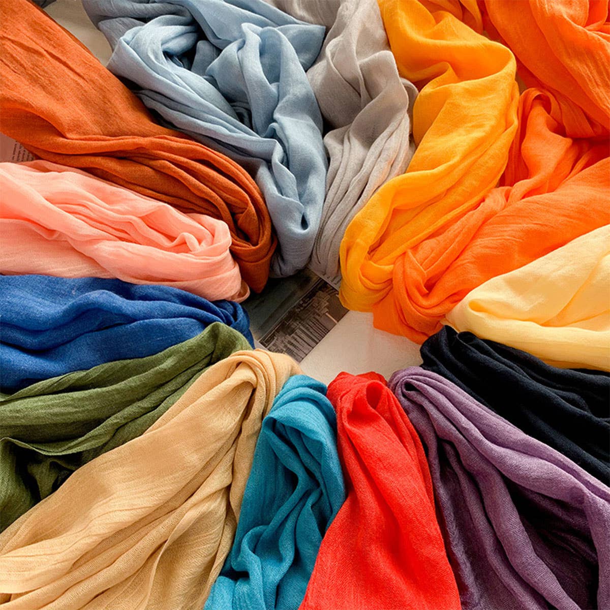 Cotton Linen Solid Color Beach Shawl Scarf