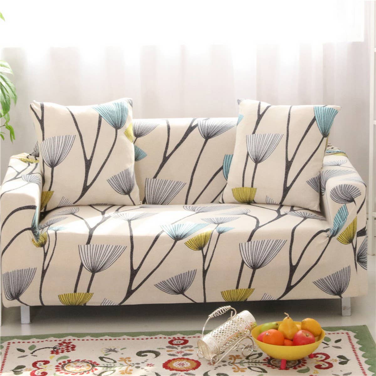 Stretch Sofa Cover, Solid Print, All-in-One Fit_CWMM8309