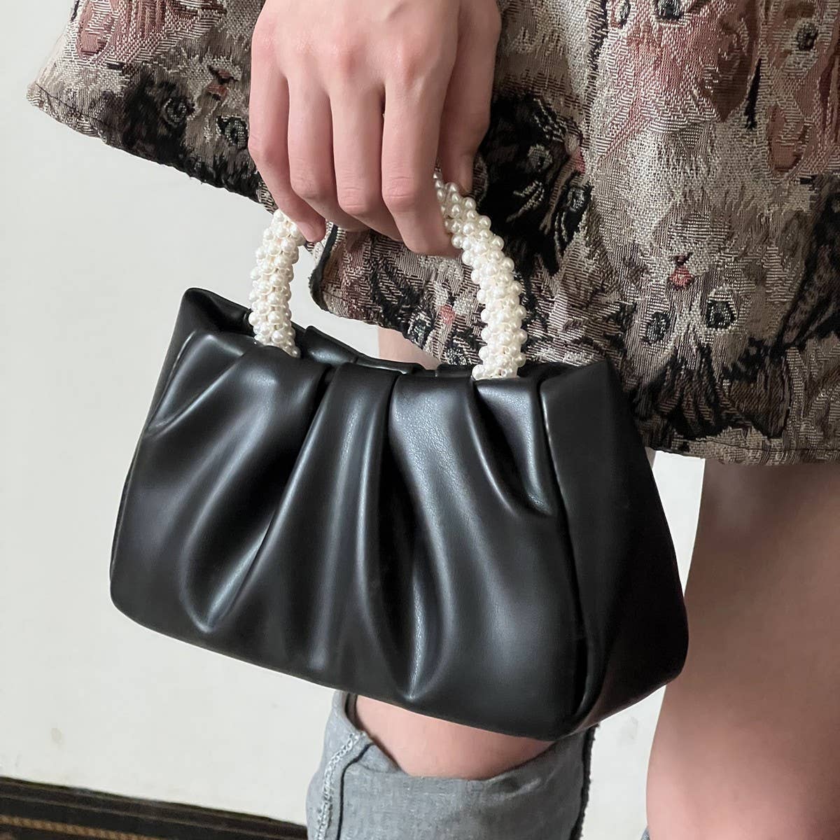 CWAB4845_FASHION PLEATED SWEET HANDBAG EVENING BAG