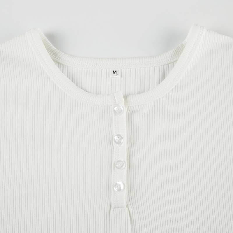 Thread texture casual solid color short T-shirt