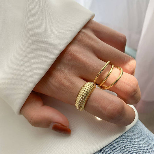 NEW GEOMETRIC OPEN RING 2-PIECE SET