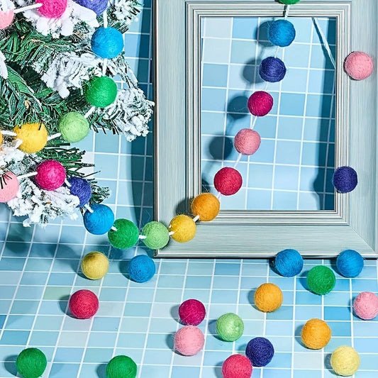 CWMM10231_COLORFUL POM POM GARLAND CHRISTMAS DECOR