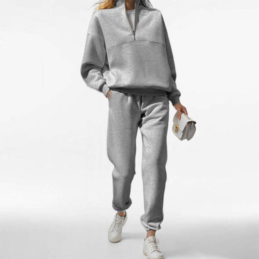 Two-piece zipper long-sleeved hoodie and trousers