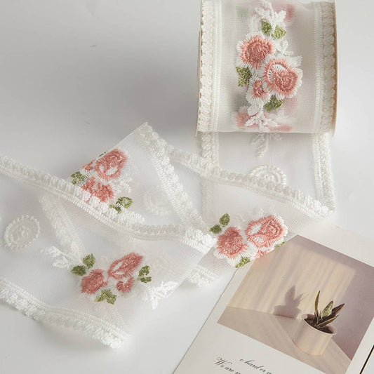 ROSE FLOWER EMBROIDERY LACE DIY RIBBON