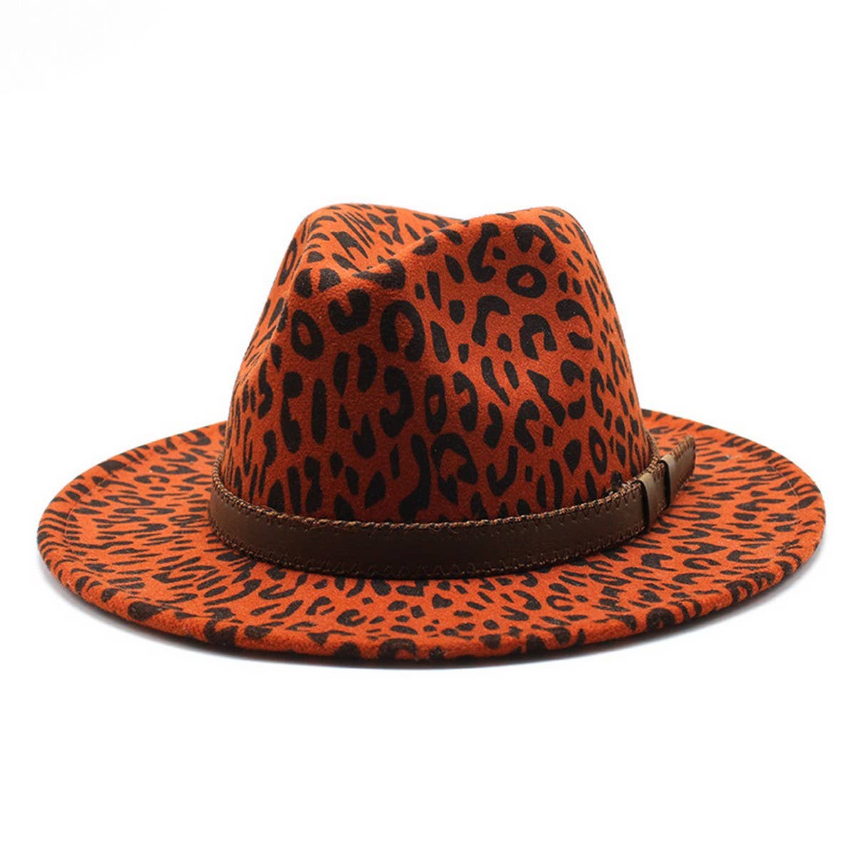 LEOPARD PRINT HAT JAZZ HAT WOOLEN HAT WIDE BRIM HAT_CWAH2579