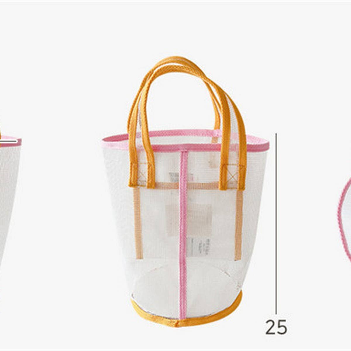 CONTRASTING COLOR MESH BEACH BUCKET BAG STORAGE BAG_CWAB1918