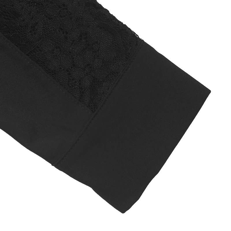 Small stand-up solid-color lace patchwork shirt