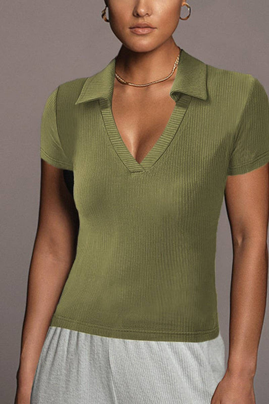 Cwtbls1810_Slim Fit Polo Collar Short Sleeve T-Shirt