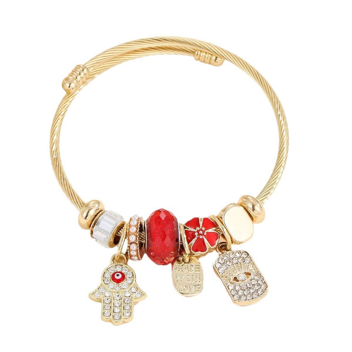 Gold Stainless Steel DIY Heart Charm Bracelet