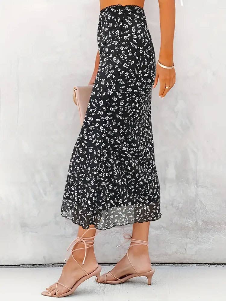 Gauze lace high waist wrap hip long skirt