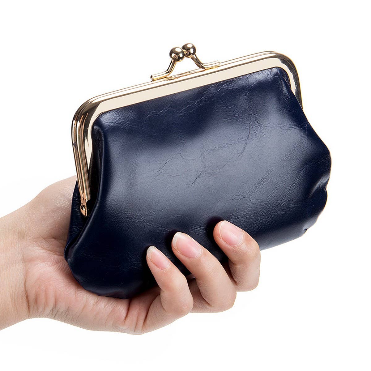 VINTAGE SHORT GOLD CLIP BAG MINI LEATHER WALLET_CWAB3749