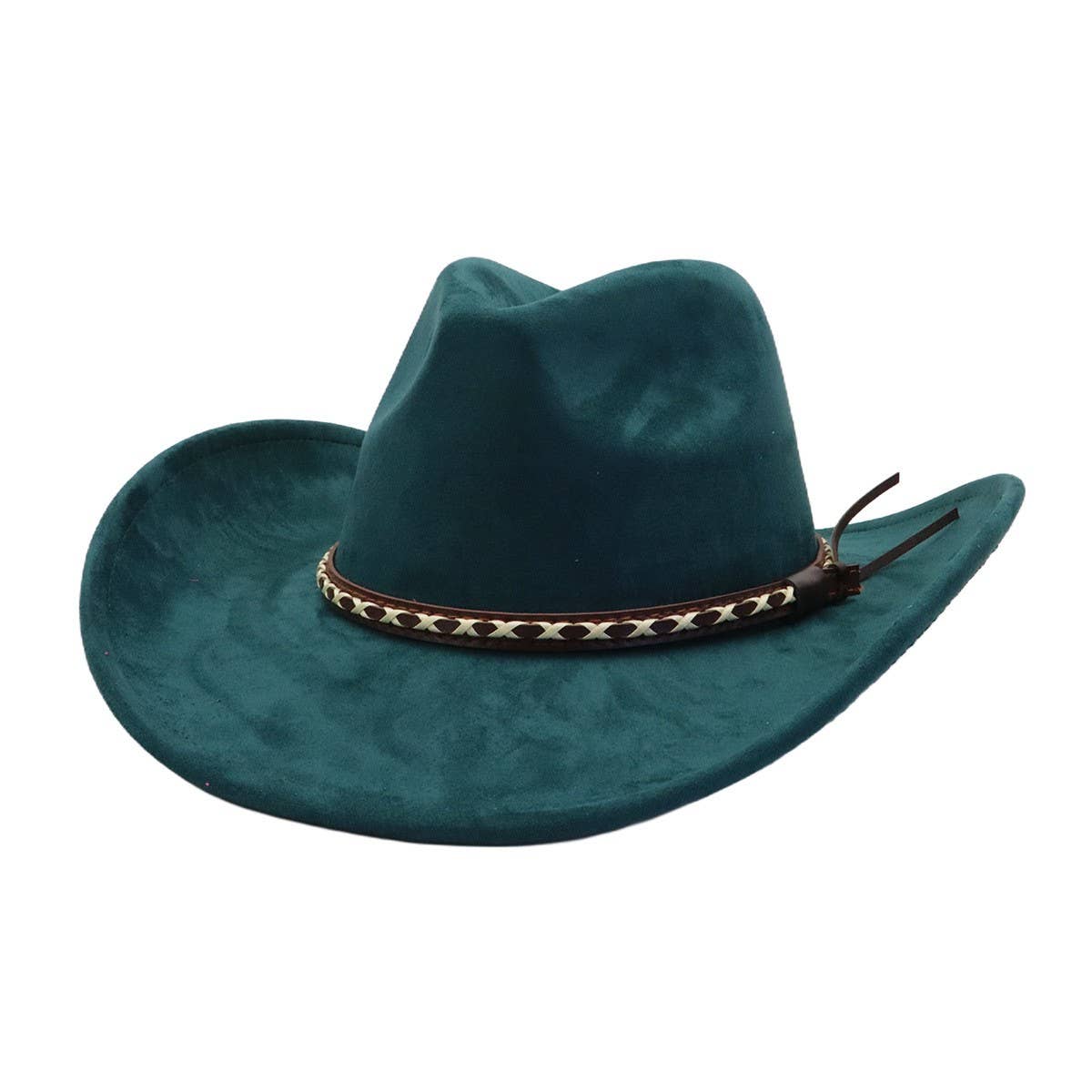 Soft Suede Western Cowboy Fedora Hat Ethnic Style_CWAH04401