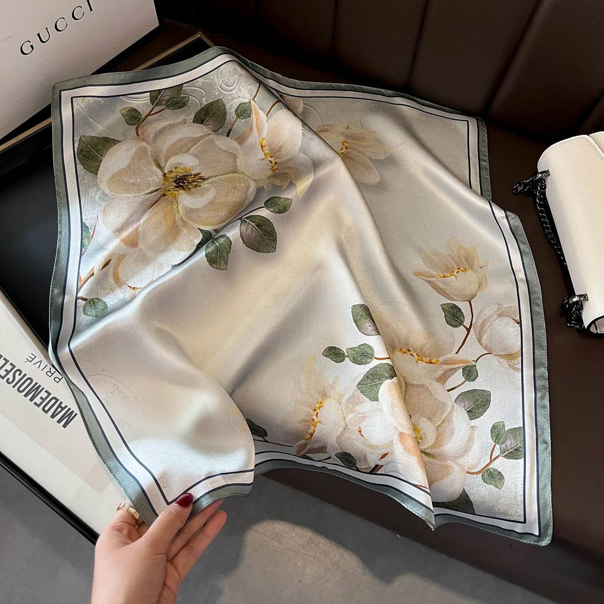 Floral Scarf - 100% Mulberry Silk Fall/Winter Wrap